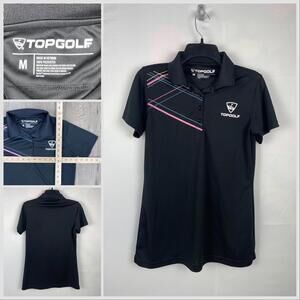 Top Golf Polo Shirt Graphic Print Logo Stretch Breathable Black